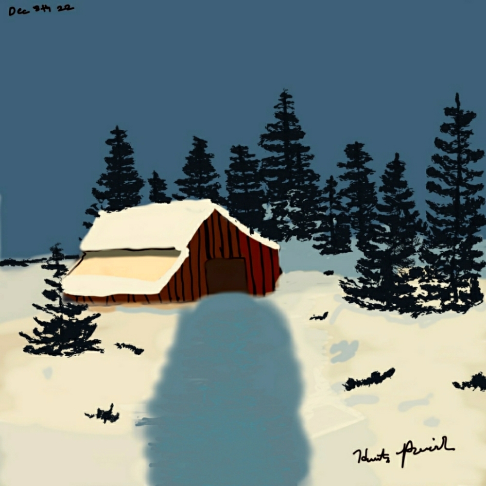 Snowy barn art